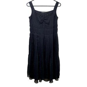 Ana Capri Womens Pleated Sleeveless Cocktail Dress Size M Black Metallic